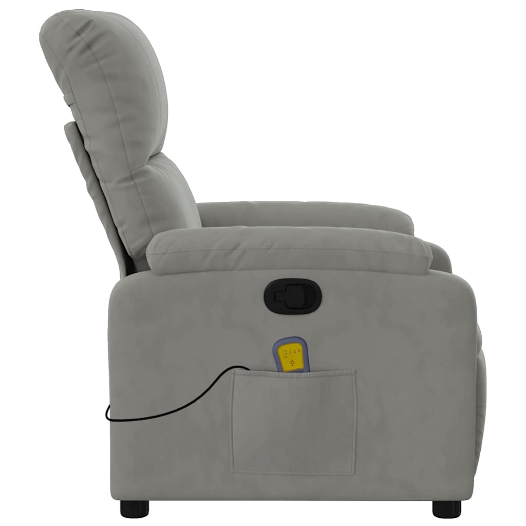 Massage Chair Light Grey Microfiber Fabric