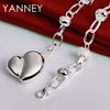 New 925 Sterling Silver 18 Inches Smooth Heart Necklace For Men Women Fashion Hip Hop Charm Gift Jewelry Wedding