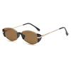 2026 New Modern Retro High-End Tea Color Narrow Frame Small Brown Sunglasses for Women with Square and Round Faces Slimming Cat Eye Sunglasses