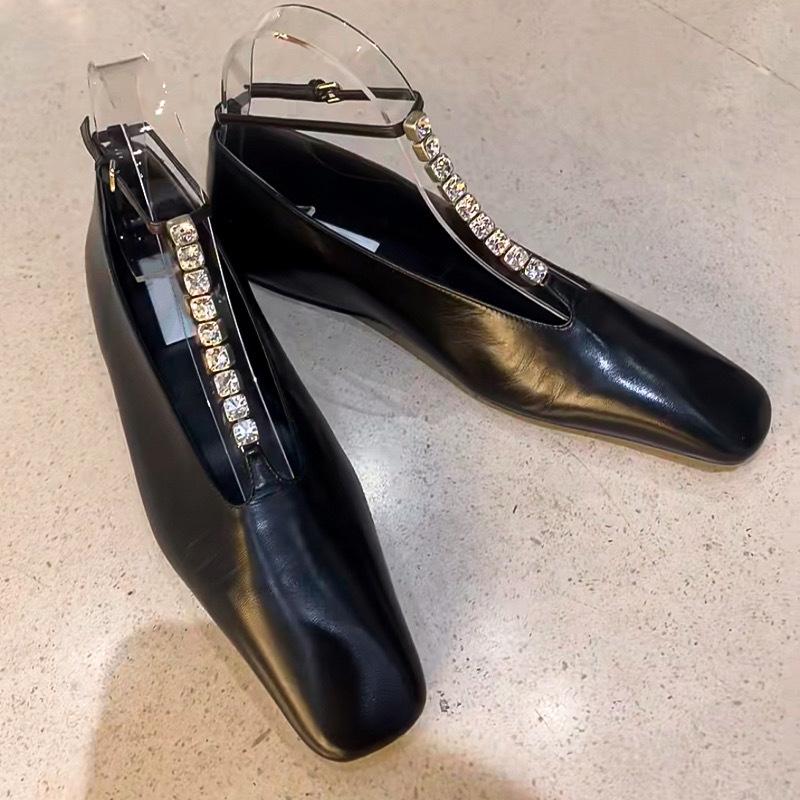 Women Flats Spring Autumn Diamond Pu Leather Mule Slip On Women Vintage Square Toe Flats Simple Style Daily Shoes Lady Shoes