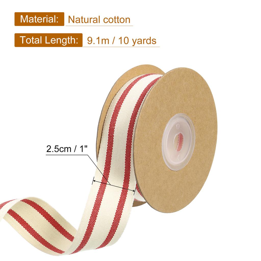 10 Yards Naturbaumwoll-Streifenband für DIY Weihnachts-Hochzeits-Party-Basteldekoration Heimdekoration 1/2,5/3,8 cm Breite