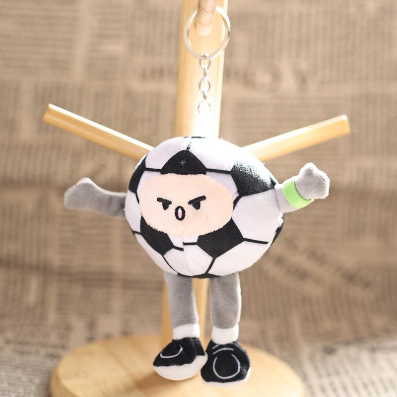 1Pcs Kawaii Football Plush Bag Pendant Cute Volleyball Plush Toy Keychain Cartoon Stuffed Doll Backpack Decoration