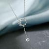 ANENJERY Shiny Zircon Round Circle Long Chain Tassel Necklace for Women Party Wedding Necklace Jewelry Gifts S-N713