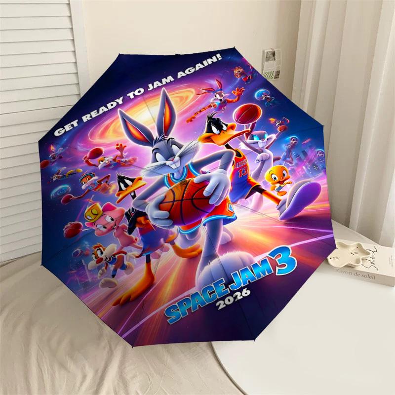 

1pc Space Jam 3 Automatic Open/Close Umbrella Compact Folding Umbrella with 8-Rib Shaft lightweight esign, for Women/Men1132A