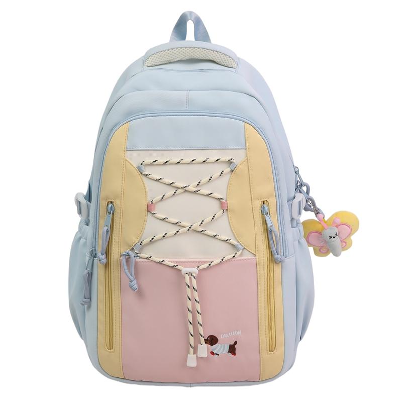 

Рюкзак контрастного цвета, студенческий школьный рюкзак, женский рюкзак большой вместимости синий