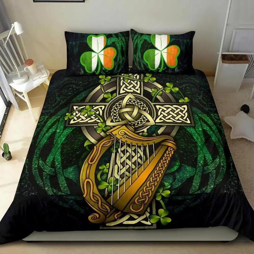 

Viking Duvet Cover SetDragon & Claddagh Cross Celtic Bedding SetGuardian Of Asgard Scandinavian Culture Comforter Cover Queen EU Single(135*200cm)3pcs