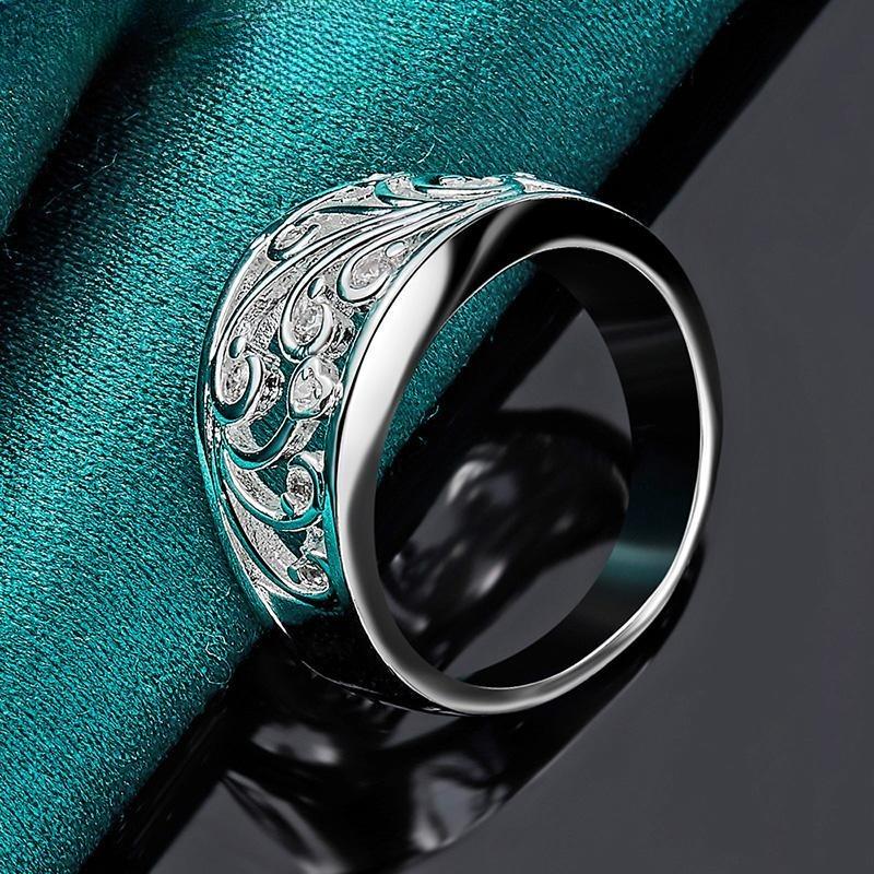 Ladies' Hollowed Out Zircon Ring, Engagement Ring Versatile Fashion Jewelry Holiday Gift