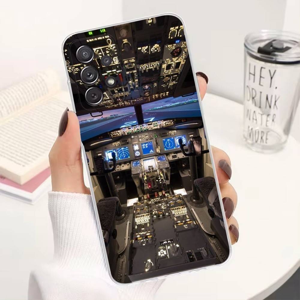 Airplane Instrument For Samsung A30,71,51,S9,10,20,Ultra,S22,23,21,PIus,FE,Lite,Transparent, Silicone Case