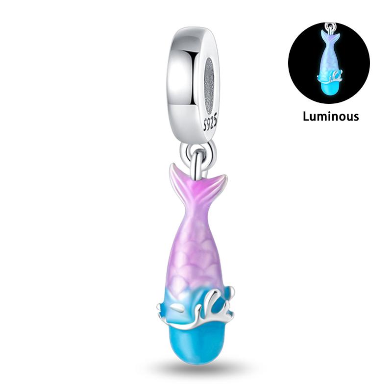 Summer 925  Silver Sailing Ship Lighthouse Luminous Ocean Series Charms Beads Fit Pan 925 Original Bracelets DIY Jewelry