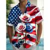 Mens Short Sleeve Casual Shirt Vintage Hawaiian Print Loose Fit Streetwear
