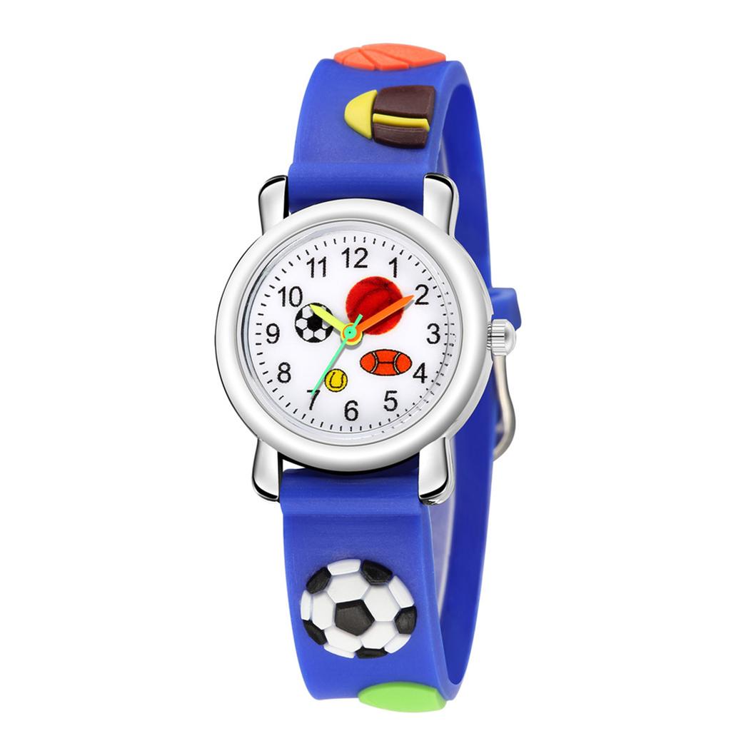 Kinder-Quarz-Uhr Kinder Sport-Armbanduhr Fußball-Design Weiches Silikonband Verstellbare Größe Geeignet für Jungen und Mädchen