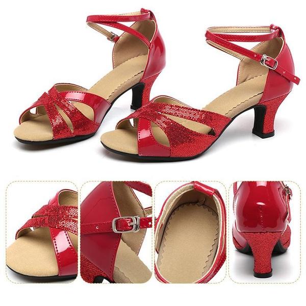 Gummi-Sohle Damen Latein Tanzschuhe Dame Ballsaal Tango Salsa Stepp Lateinische Tanzschuhe für Mädchen Lateinische Schuhe Sommersandalen