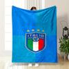 Italy Football Emblem with Blue Background Patterned Flannel Blanket Perfect for the Bedroom Living Room, Sofa, or a Little Nap
