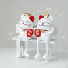 Chinese Lucky Cat Figurines, Animal Statue Resin Sculpture Cute Doll Waving Arm Crafts for Home