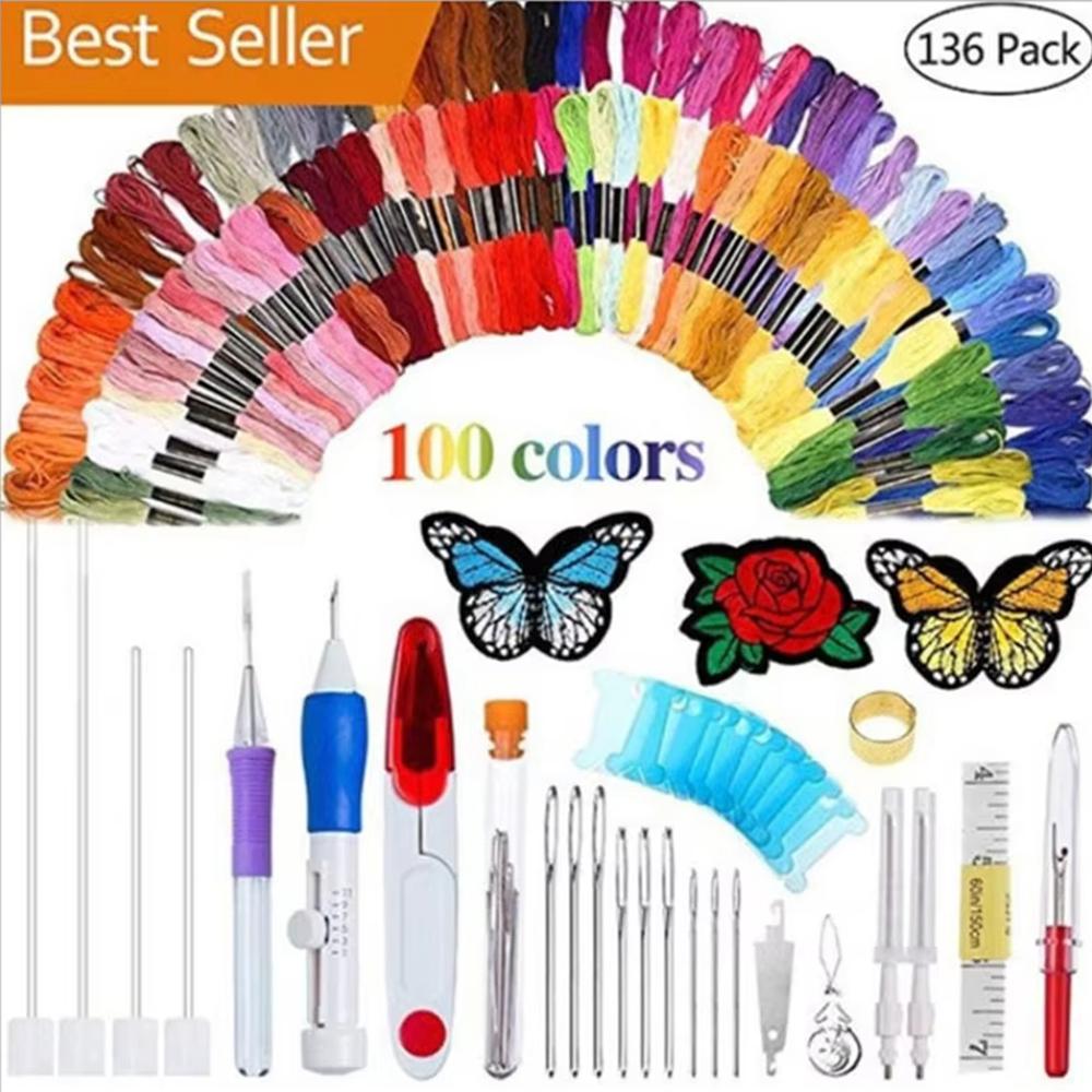 7/9/136pcs Cross-stitch Punch Needle Stitching Punch Set Needlework Embroidery Craft Tools for DIY Craft Sewing Stitching Tool