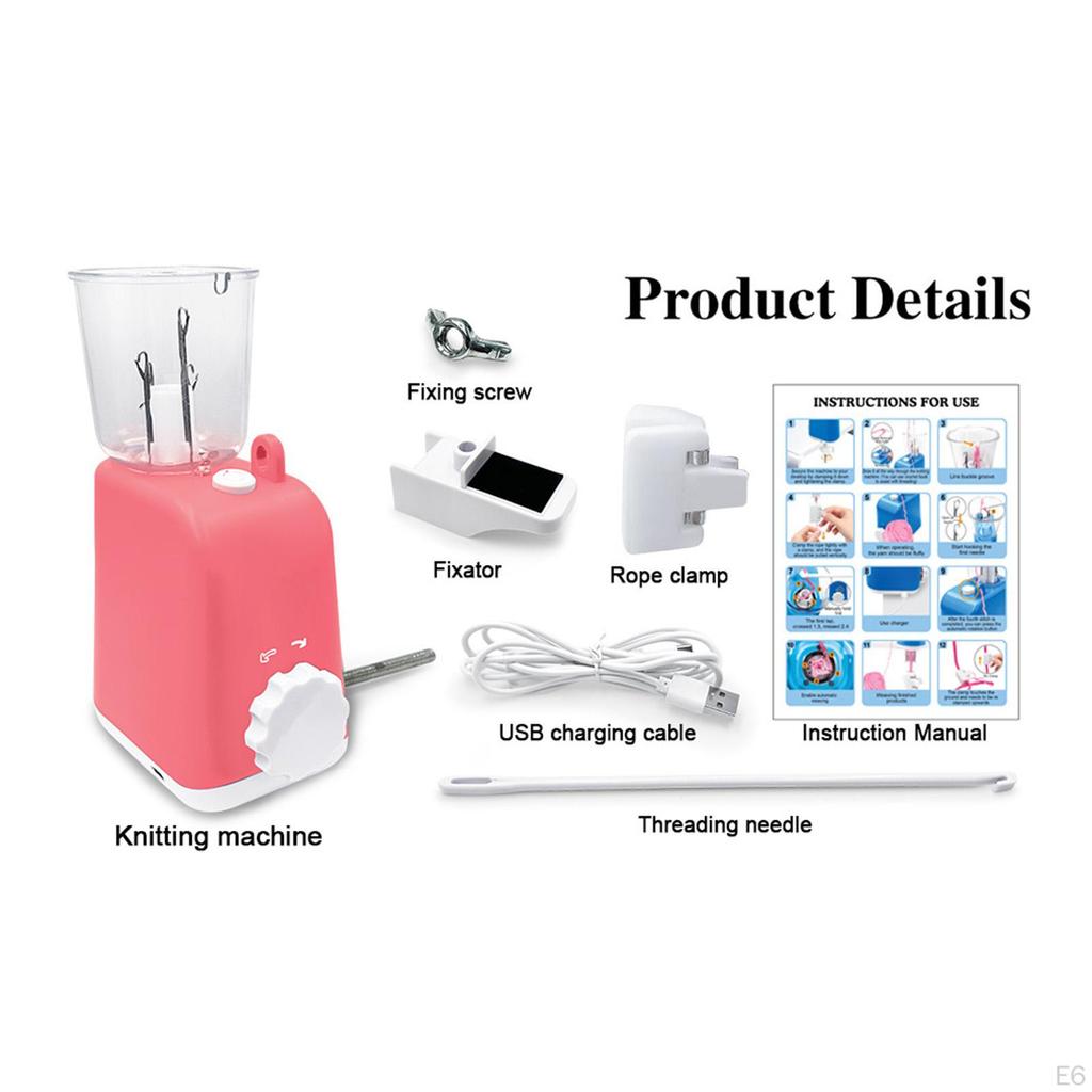 Automatic Electric Knitting Machine for Beginners Crochet Loom Braiding Yarn Helper Manual PP Thread