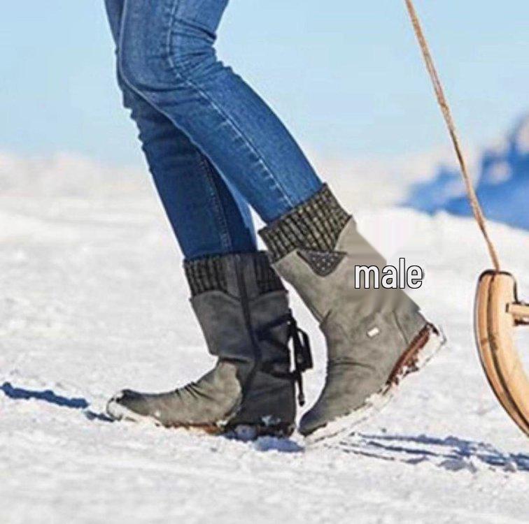 2020 Autumn/Winter Women's Mid-Calf Boots: Comfortable Low Square Heels, Round Toe, Plus Size 43, European & American Style
