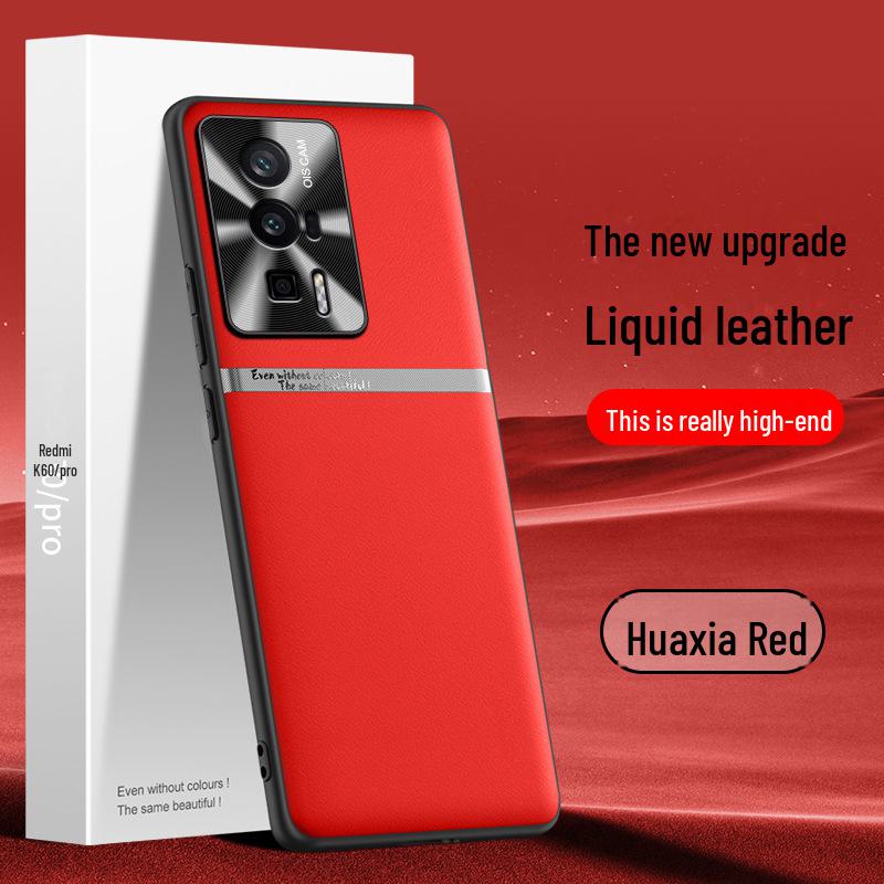 Capa protetora de couro líquido para celular Redmi K60 Pro: Anti-queda e anti-incrustante; Envio de uma só peça disponível.