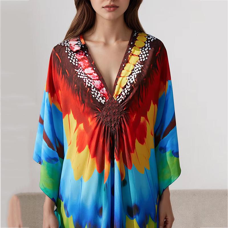Xitao V-neck Patchwork Printing Dress GJ1212