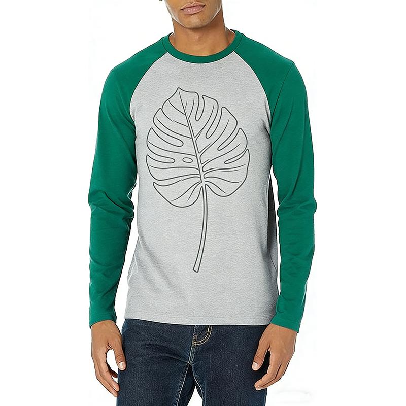 

Fashionable Clothing Casual Men s T-Shirt Round Neck 3D Digital Printing Comfortable Spring and Summer Pattern Long Sleeved 3XL зелений