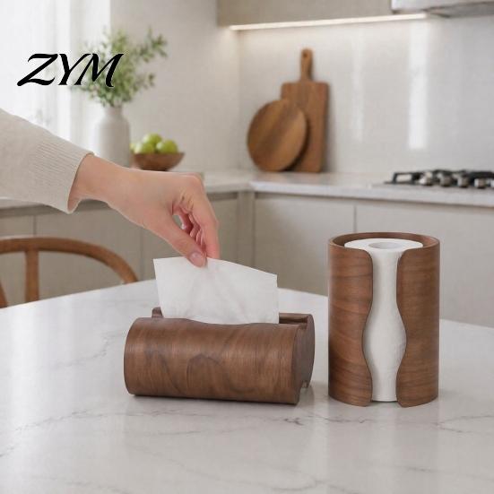 Elegant Facial Tissue Cover for Bedroom Box Holder, Natural Wood Storage Organizer, Decorative Rectangular Practical Napkin Holder Living Room