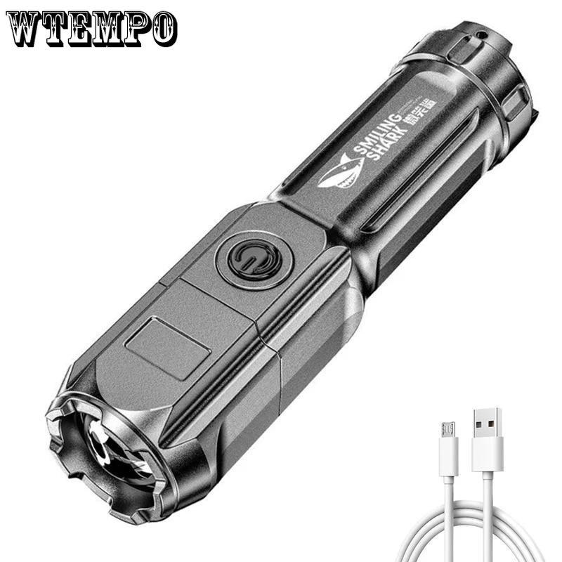 

ABS мощный фокусирующийся фонарик USB перезаряжаемый фонарик уличный портативный фонарик обычно используется дома