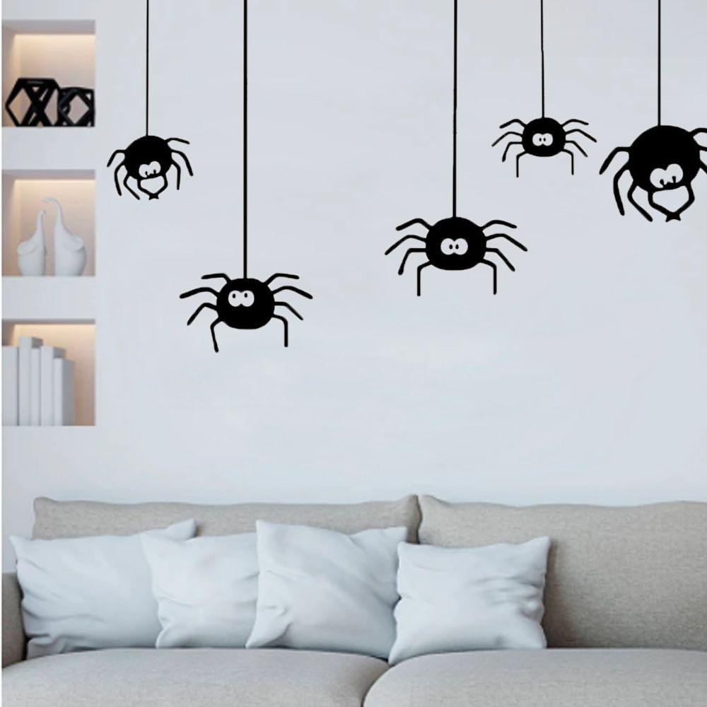 Funny Black On Wall Prank Window Wallpaper Decal Spider Sticker Halloween Decoration