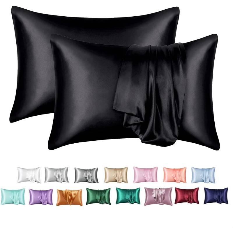Luxurious Solid Color Satin Pillow Cases Set High Quality Soft Hypoallergenic Fabric