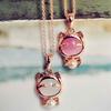 Cute Cat Crystal Pendant Women Girl Necklaces Jewelry Alloy Long Chains Jewelry