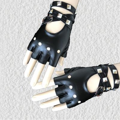 Fingerlose Fahrhandschuhe aus Pu-Leder, coole Nieten, sexy Rock-Punk-Handschuhe