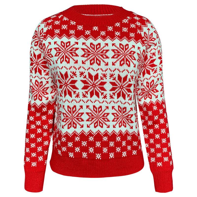 Autumn Winter Women's Christmas Style Snowflake Long Sleeve Base Layer Knit Sweater Luxurious Relaxed-fit Slimming and Versatile Top