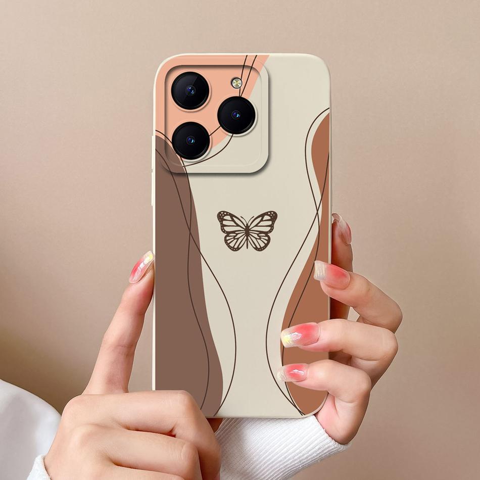 Etui na telefon Realme C63 C61 Pokrowiec z tyłu Serce Motyl Dla Oppo Realme C 61 C 63 Miękki Płynny Silikon Ochrona Aparatu Fundas