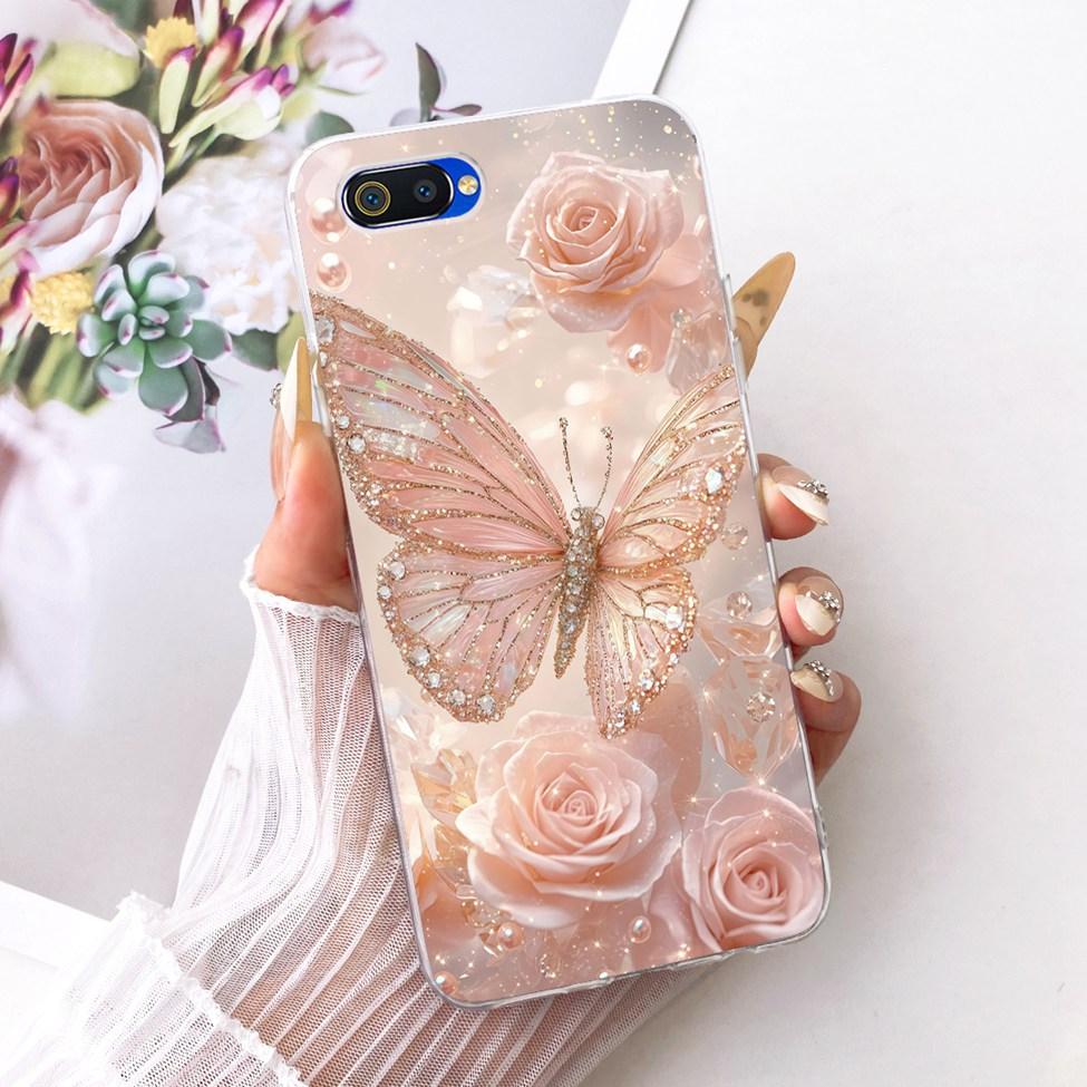 Transparent For Realme C2 Case Cover Cute Fashion Butterfly Funny Painted Casing For Realme RMX1941 RMX1945 RMX1943