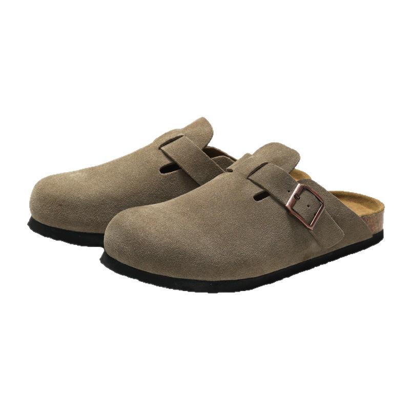 Pallene Замшевые клоги из пробки для женщин и мужчин тапочки с пробковой стелькой модные уличные пляжные сандалии с поддержкой свода стопы домашняя обувь слипоны 35 абрикосовый 4940₽