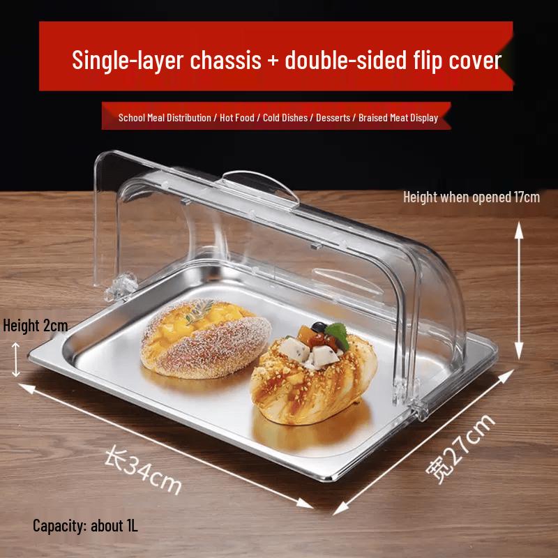 Stainless Steel Compartmentalized Food Tray with Transparent Lid
