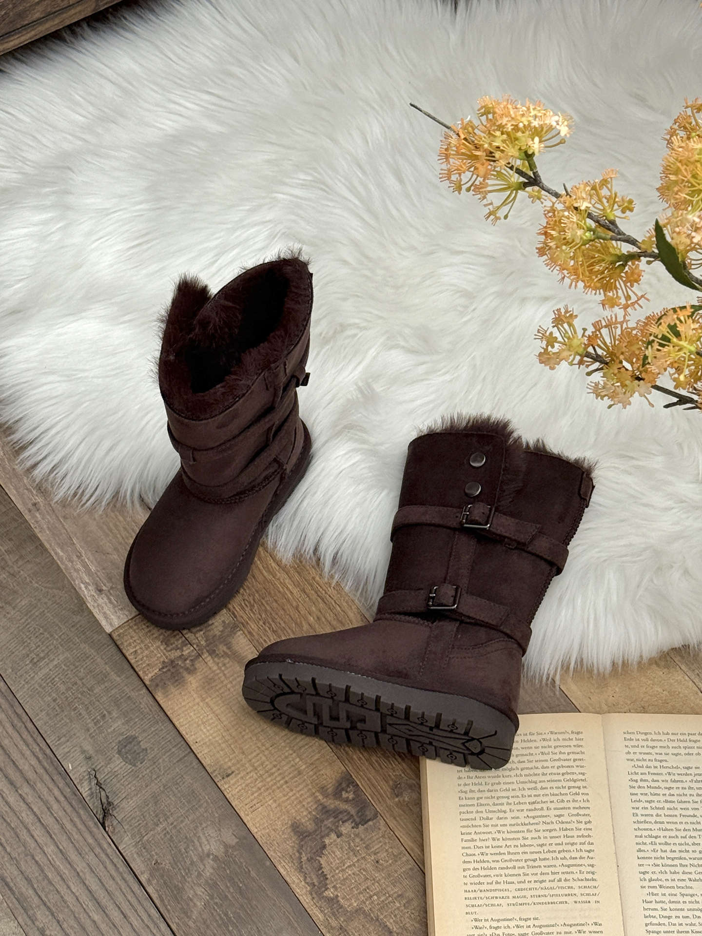 

XSHX high boots | Girls adult parent-child shoes thickened warm non-slip sole one pedal side turn neckline 30 кофейный