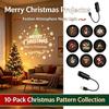Adjustable USB Christmas Projector Light 10 HD Patterns LED Night Light for Xmas Tree Party Indoor Decor