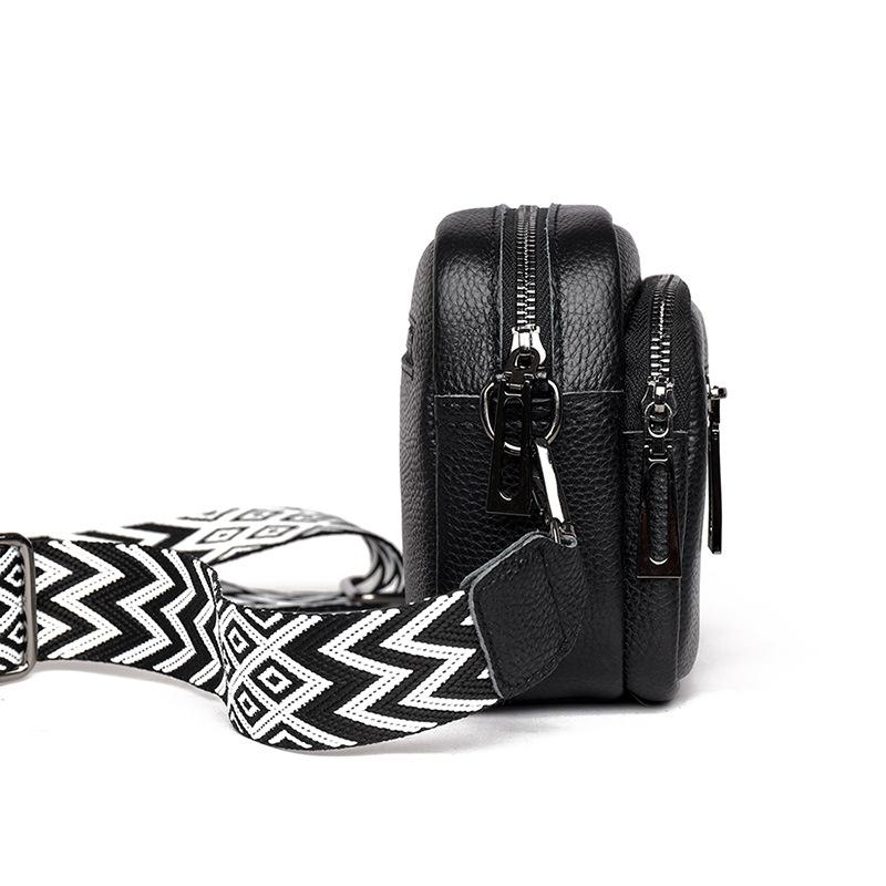 Genuine Leather Mobile Phone Bag Wide Shoulder Strap Women's Single-shoulder Bag Multi-pocket Crossbody Bag Women's Bag