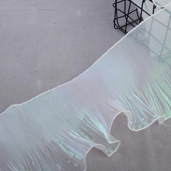 

1 метр 14 см шириной переливающаяся органза градиент плиссированное эластичное кружево трехмерный наряд русалки юбка аксессуары кружево в виде лепестков лотоса 1Meters белый