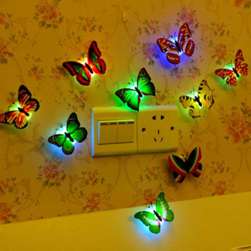 Butterfly Night Lights Pasteable Creative 3D Butterfly Wall Stickers Lamps Home Decoration DIY Living Room Wall Sticker Lighting Wall Lamp 