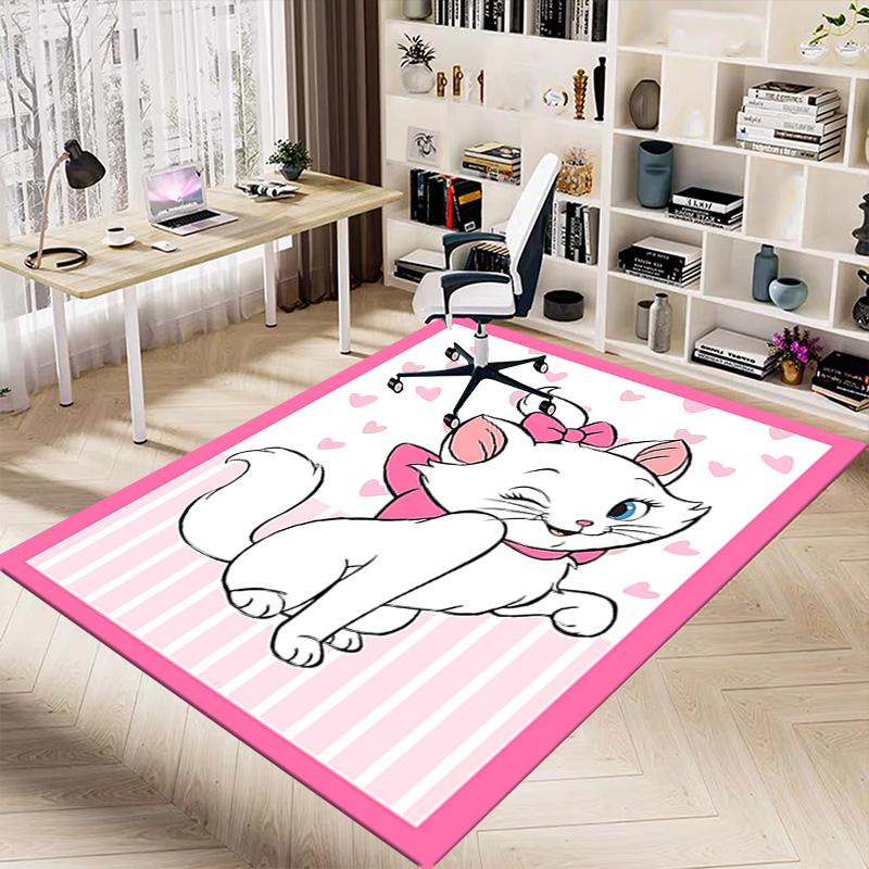 1pc Pink Heart Aristocats Carpet for Playroom Bedroom Living Room Sofa Home Decor,kids Game Area Rug Non-slip Floor Mat Y728135