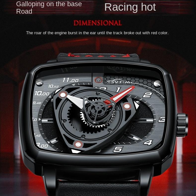 Męski zegarek SVJ Rotor Hub Engine Wysokiej jakości autentyczny kuty zegarek retro z wydrążonym kwadratem