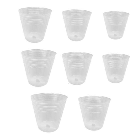 10Pcs/Set Sturdy Transparent Plant Grow Cup Plastic Practical Drainage Hole Plant Grow Pot for Home