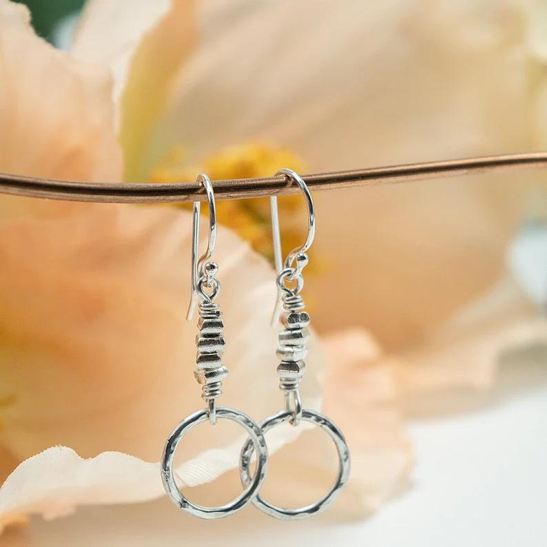 Ladies Fashion Retro Circle Pendant Earrings 1 pair серебряный