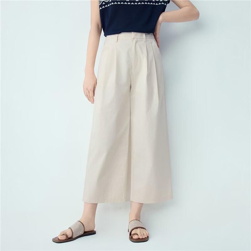 Giordano Women's Loose Fit Cropped Cotton Casual Pants