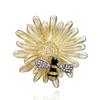 Elegant Little Bee Lying On Daisy Flower Brooches For Women Men Exquisite Sunflower Insect Bee Enamel Pins Wedding Party Jewelry