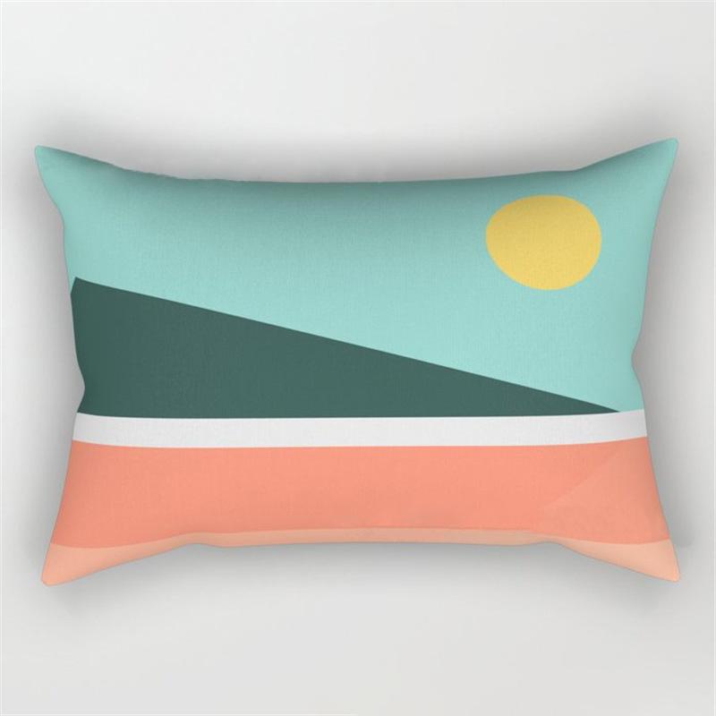 30x50cm Rainbow Geometric Polyester Pillow Cases Abstract Sunrise Mountain Patchwork Pillowcase Sofa Home Decor Cushion Cover