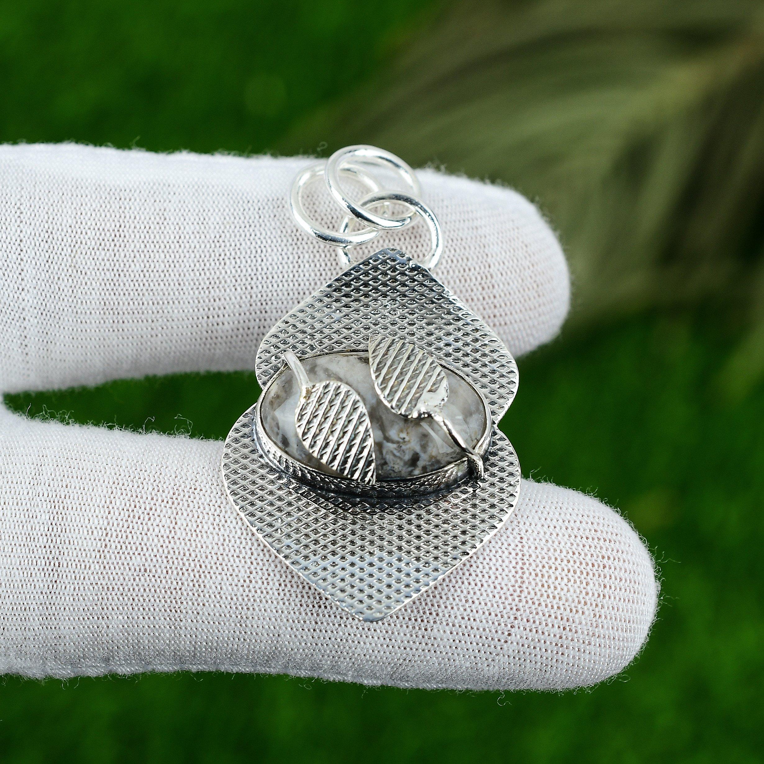 Распродажа ко Дню женщин Натуральный Плюмовый Агат Безель Уникальный Кулон Ручной Работы Стерлинговое Серебро