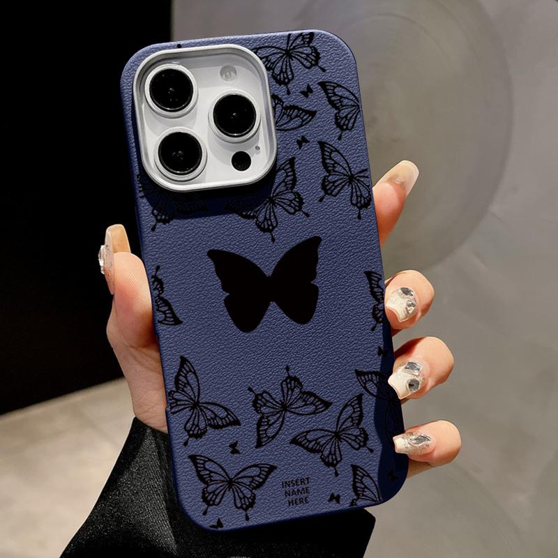 Leather Texture Silicone Case For iPhone 16 16e 15 Pro Max 14 13 12 11 ShockProof Butterfly Magnetic Soft Case Cover