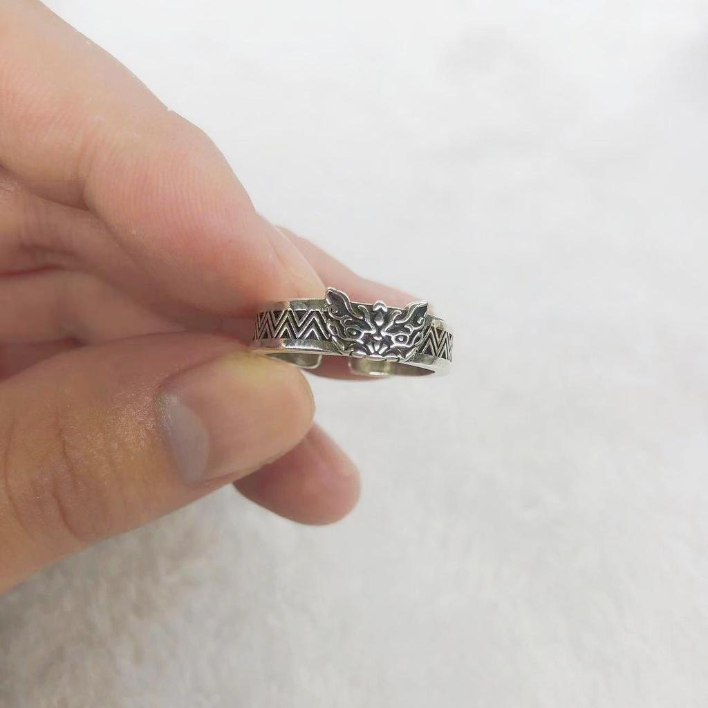 Yintai Imperial Taotie Beast Men's Bronze-Plated Silver Ring: Retro Style for Attracting Wealth and Fortune.